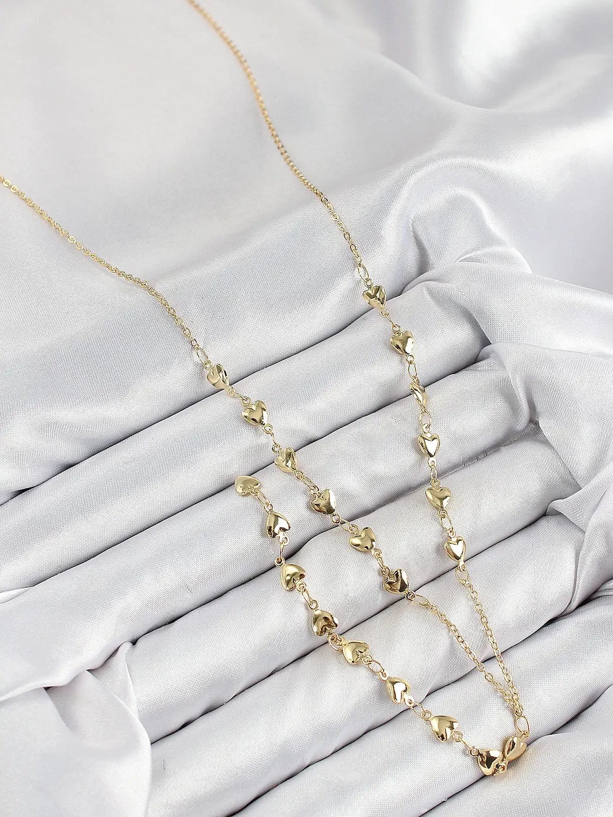 Pirinç Zirkon Taşlı Kalp Model Gold Renk Y Kolye