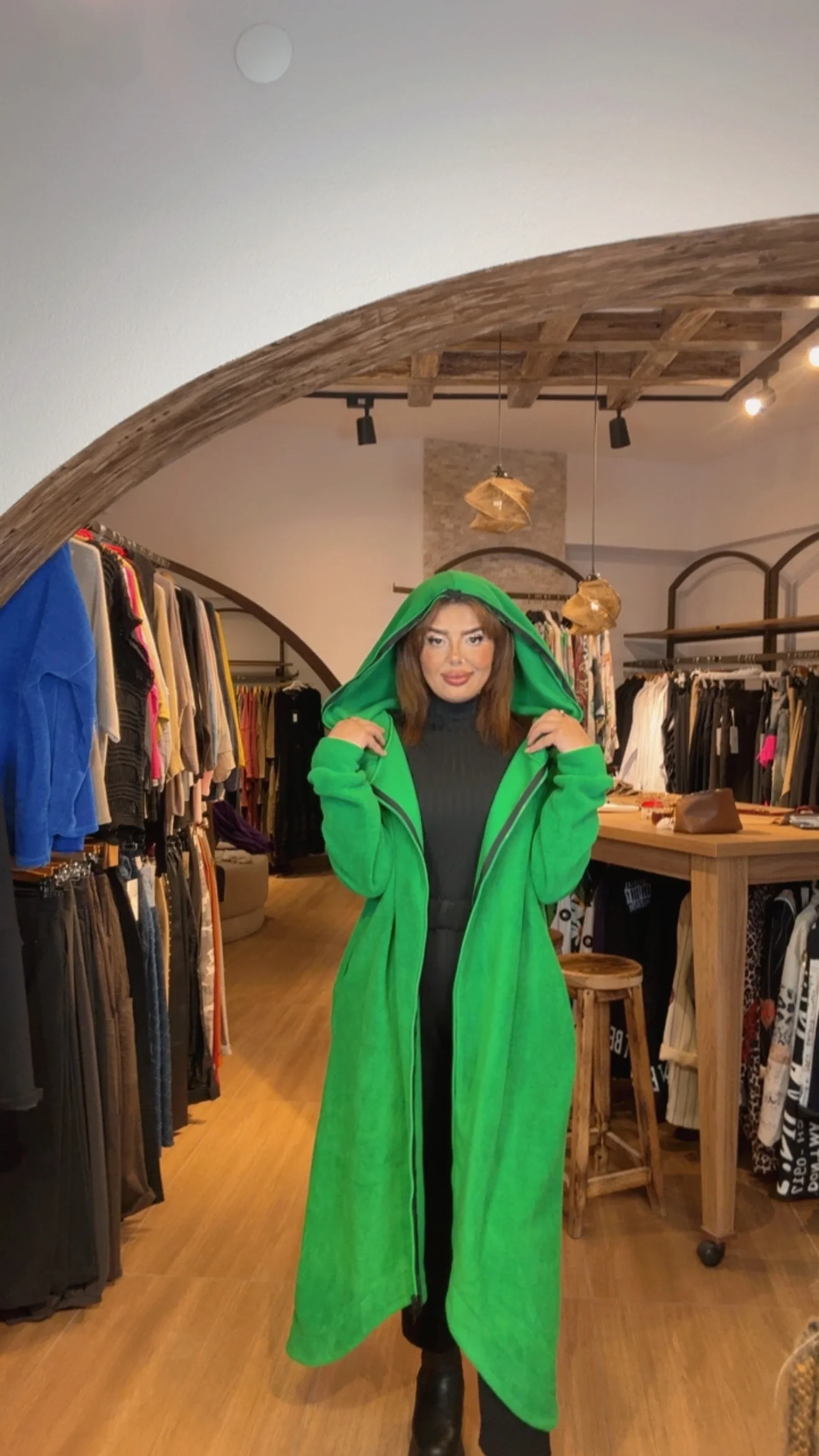 P.M. FERMUARLI KAPÜŞONLU UZUN SPOR HIRKA YEŞİL