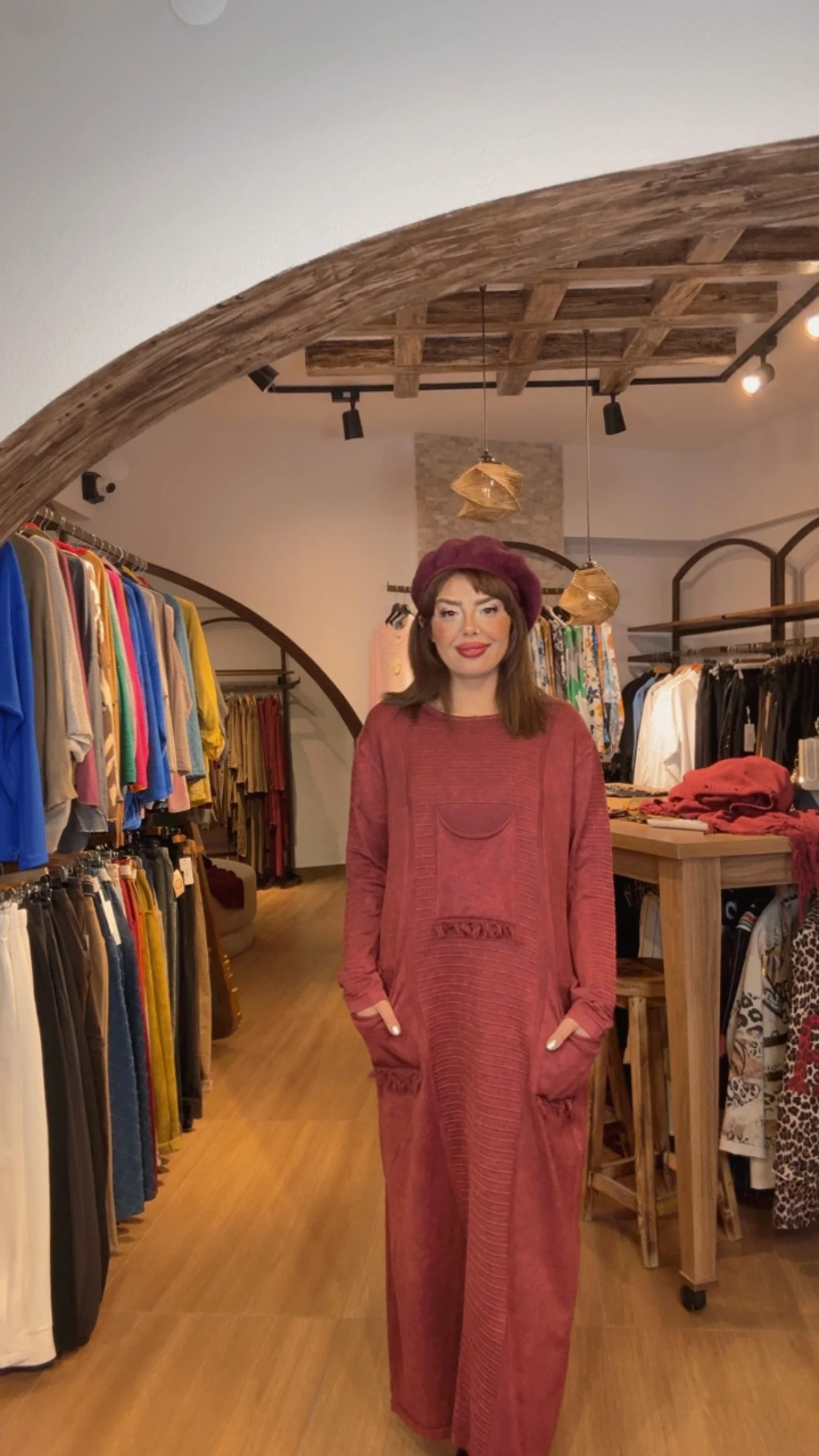 SCH ÖNDEN CEPLİ ELBİSE 2555 BORDO