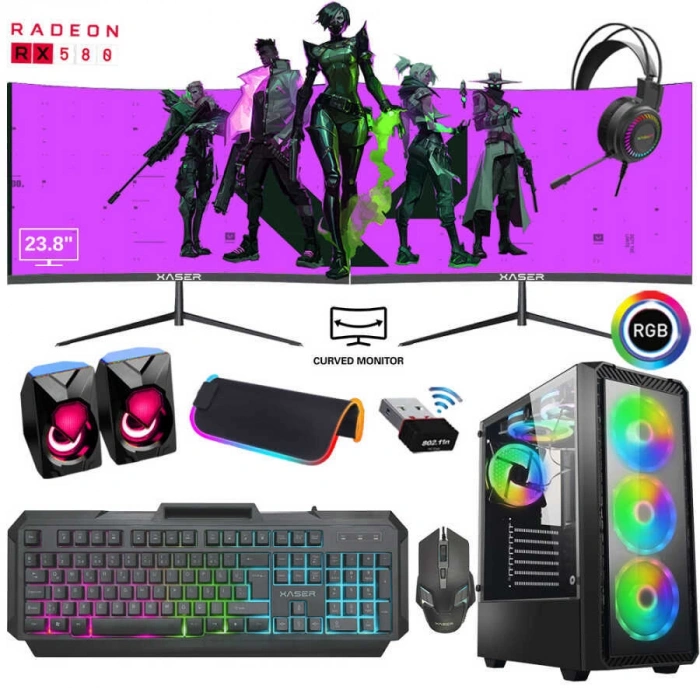 INTEL   i7 2600 16GB Ram 512GB SSD 4GB GT730 Ekran Kartı 24 Curved Oyun Bilgisayarı