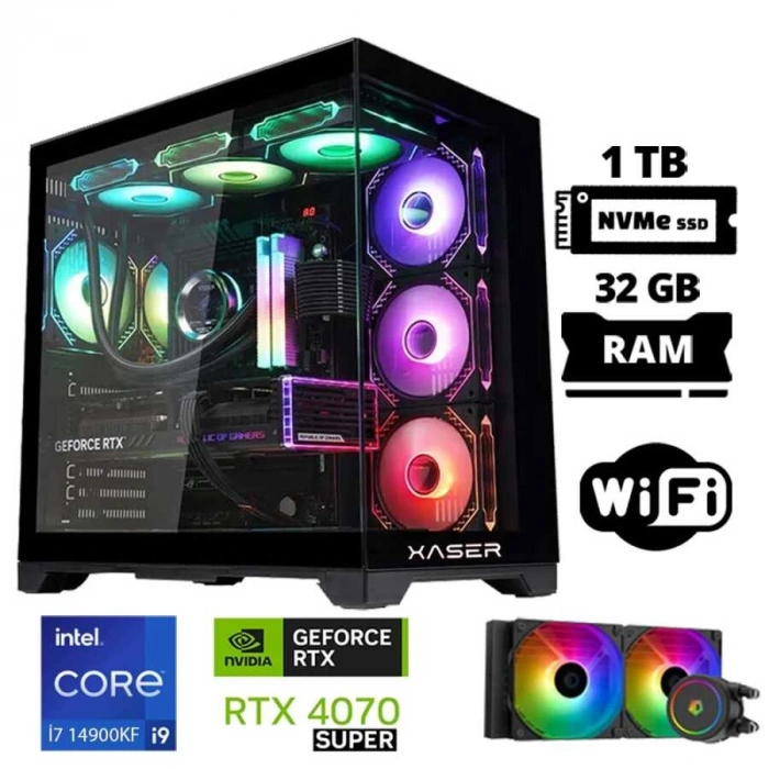 INTEL i9 14900KF 32GB DDR5 Ram 1TB M.2 NVMe SSD 12GB RTX4070 SUPER Masaüstü Oyuncu Bilgisayarı