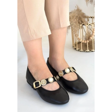 Atnis Siyah Cilt Babet Ayakkabı