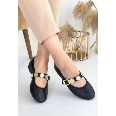 Atnis Siyah Cilt Babet Ayakkabı