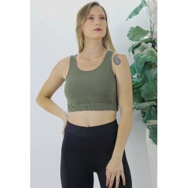 Beli Lastikli Crop Haki - Lks2907.022