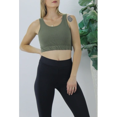 Beli Lastikli Crop Haki - Lks2907.022