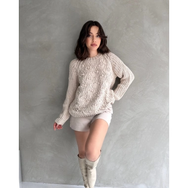 Bisiklet Yaka Bürümcük Detaylı Triko Kazak