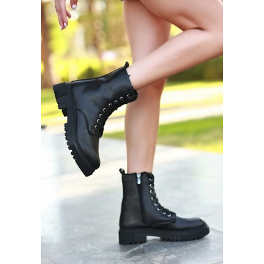 Bria  Siyah Cilt Bağcıklı Bot