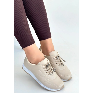 Finna Bej Cilt Bağcıklı Spor Ayakkabı