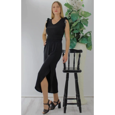 Fırfırlı Kolsuz Bluz Siyah - 1290.30