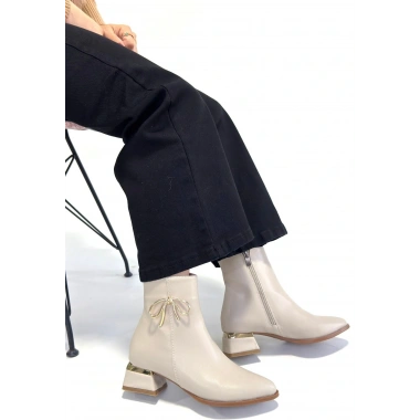 Harly Bej Cilt Topuklu Bot