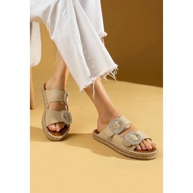 Hertas Bej Nubuk Tokalı Terlik