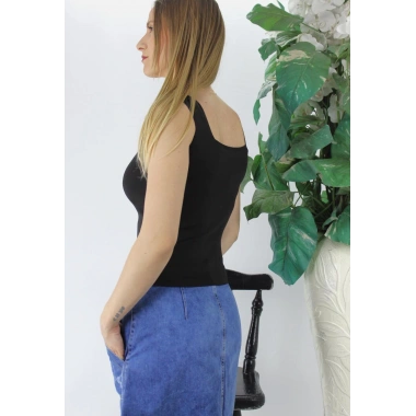 Kare Yaka Triko Atlet Siyah - Lks1230.28