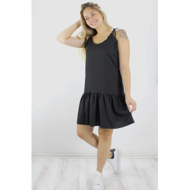 Krinkıl İp Askılı Elbise Siyah - 1456.65