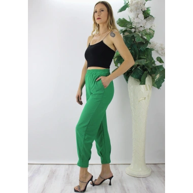 Krinkıl Paça Pensli Pantolon Yeşil - 130.265