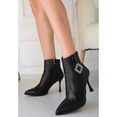 Moose Siyah Cilt Topuklu Bot