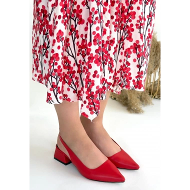 Morji Kırmızı Cilt Topuklu Ayakkabı