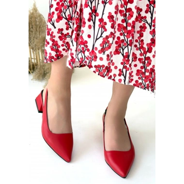 Morji Kırmızı Cilt Topuklu Ayakkabı