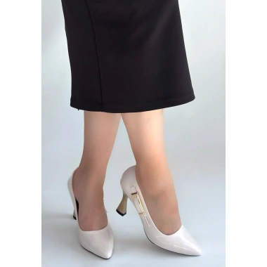 Motya Bej Rugan Topuklu Ayakkabı