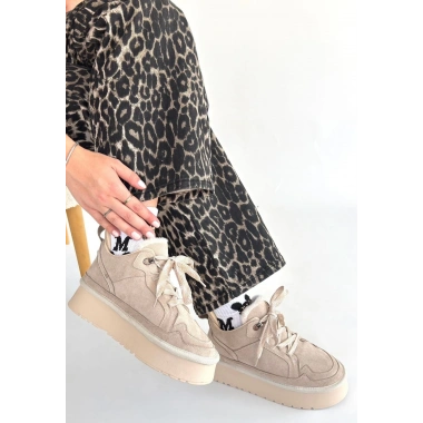 Muden Bej Süet Bağcıklı Bot