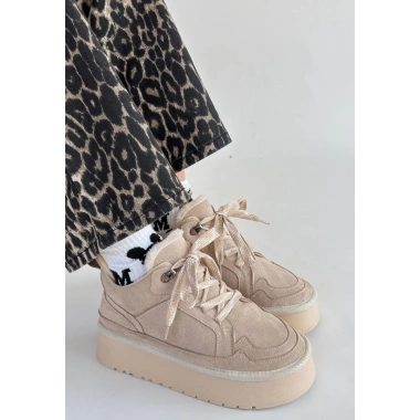 Muden Bej Süet Bağcıklı Bot