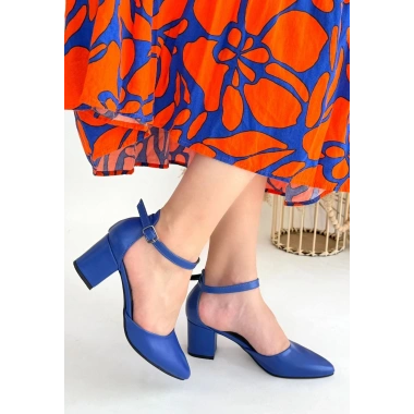 Mulen Mavi Cilt Topuklu Ayakkabı