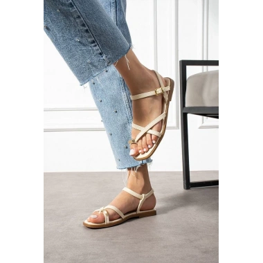 Nordi Bej Cilt Kemerli Sandalet
