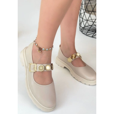 Okira Bej Cilt Oxford Ayakkabı