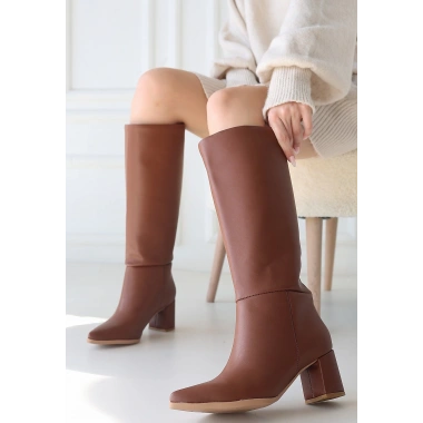 Roksa Taba Cilt Topuklu Çizme