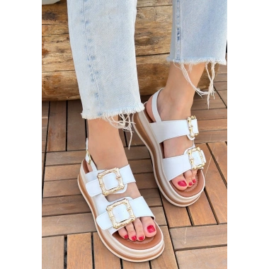 Stan Beyaz Cilt Sandalet