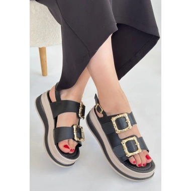 Stan Siyah Cilt Sandalet