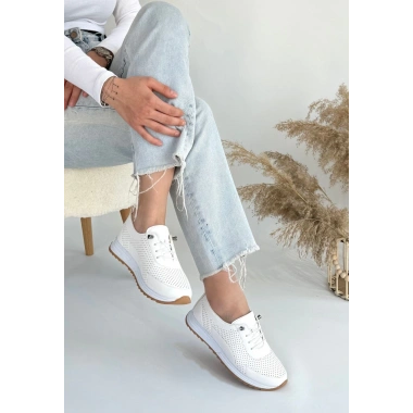 Tone Beyaz Cilt Bağcıklı Spor Ayakkabı