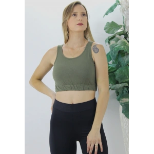 Beli Lastikli Crop Haki - Lks2907.022