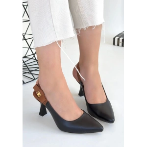 Toran Siyah Cilt Topuklu Ayakkabı