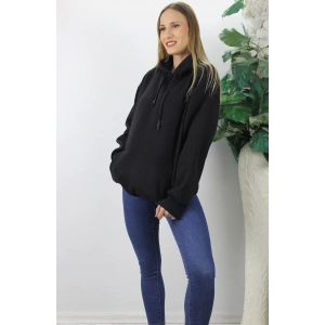 Üç İplik Kapşonlu Sweat Siyah - 2410.2022