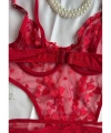 Sevgililer Günü Özel Kırmızı Kalpli Brode Balenli Kapsız Bodysuit