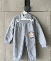 Bayramlık Gri Ayıcık Nakışlı Kız Çocuk Eşofman Takımı