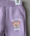 Bayramlık Lila Ayıcık Nakışlı Kız Çocuk Eşofman Takımı