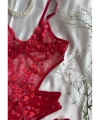 Yılbaşı Hediyesi Sevgililer Günü Özel Kırmızı Kalpli Brode Balenli Kapsız Bodysuit