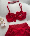 Yılbaşı Hediyesi Stella Dantel Detaylı Kırmızı Etekli Bralet Set
