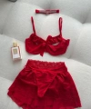 Yılbaşı Hediyesi Stella Dantel Detaylı Kırmızı Etekli Bralet Set