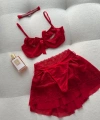 Yılbaşı Hediyesi Stella Dantel Detaylı Kırmızı Etekli Bralet Set
