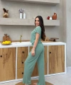 Saf %100 Pamuk Mint Yeşili Kısa Kol Kadın Pijama Takımı