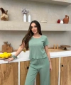 Saf %100 Pamuk Mint Yeşili Kısa Kol Kadın Pijama Takımı