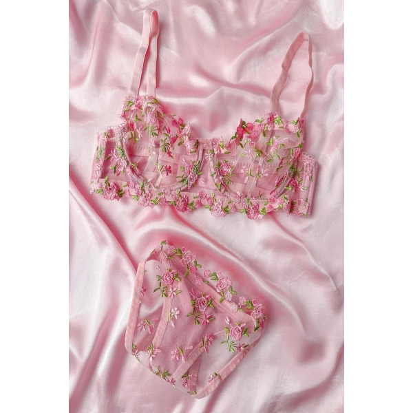 Mathilda Balenli Kapsız Tül Sütyen Takımı