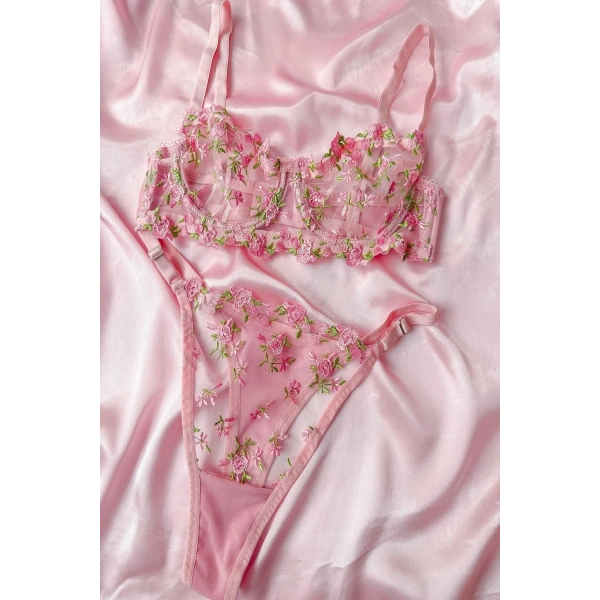 Mathilda Balenli Kapsız Tül Sütyen Takımı