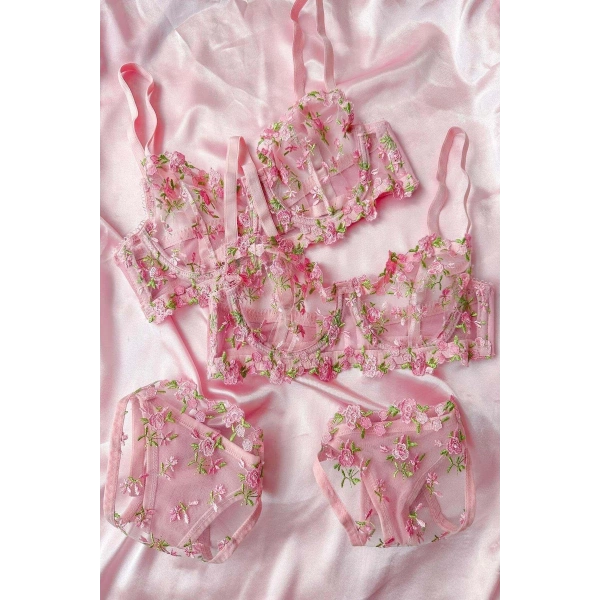 Mathilda Balenli Kapsız Tül Sütyen Takımı