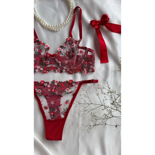 Mathilda Balenli Kapsız Tül Sütyen Takımı