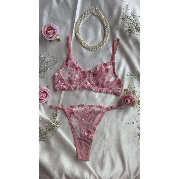 Mathilda Balenli Kapsız Tül Sütyen Takımı