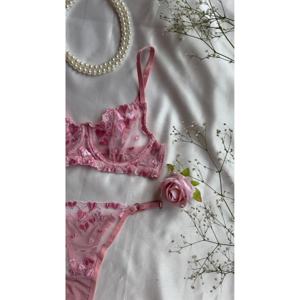 Mathilda Balenli Kapsız Tül Sütyen Takımı