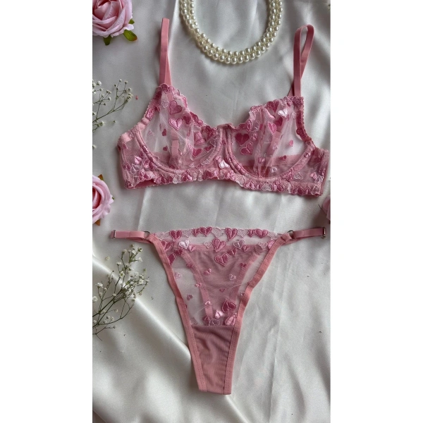 Mathilda Balenli Kapsız Tül Sütyen Takımı